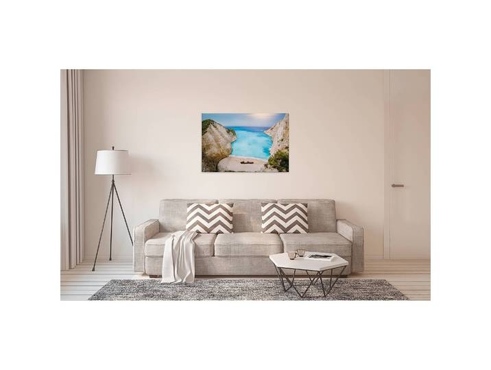 Impression sur toile Greek Bay Polyester PVC / Épicéa Bleu 90 x 60cm