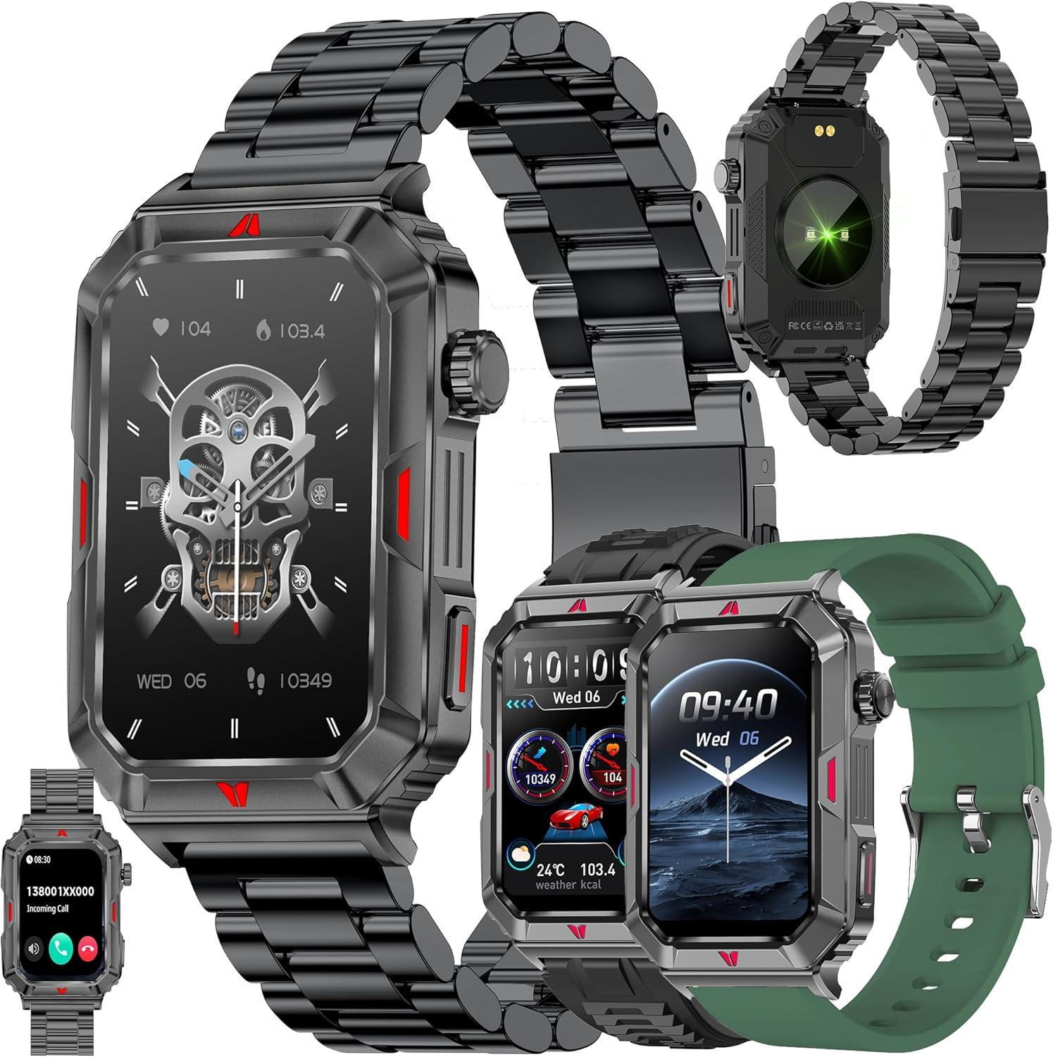 Selius Smartwatch voor heren met Bluetooth bellen/kiezen, 1,57 inch AMOLED scherm, slaapmonitor, menstruatievolger en stappenteller