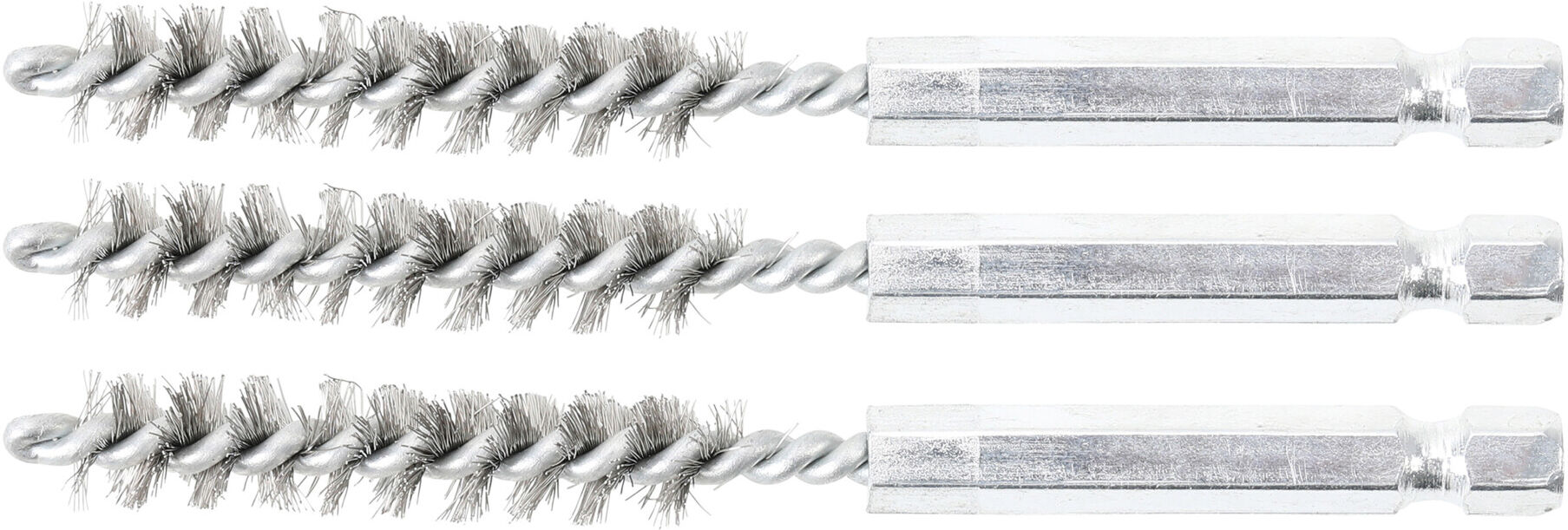 BGS Stahlbürste 9 mm Antrieb Außensechskant 6,3 mm (1/4 Zoll) 3 teilig ; BGS technic (3078-9-S)