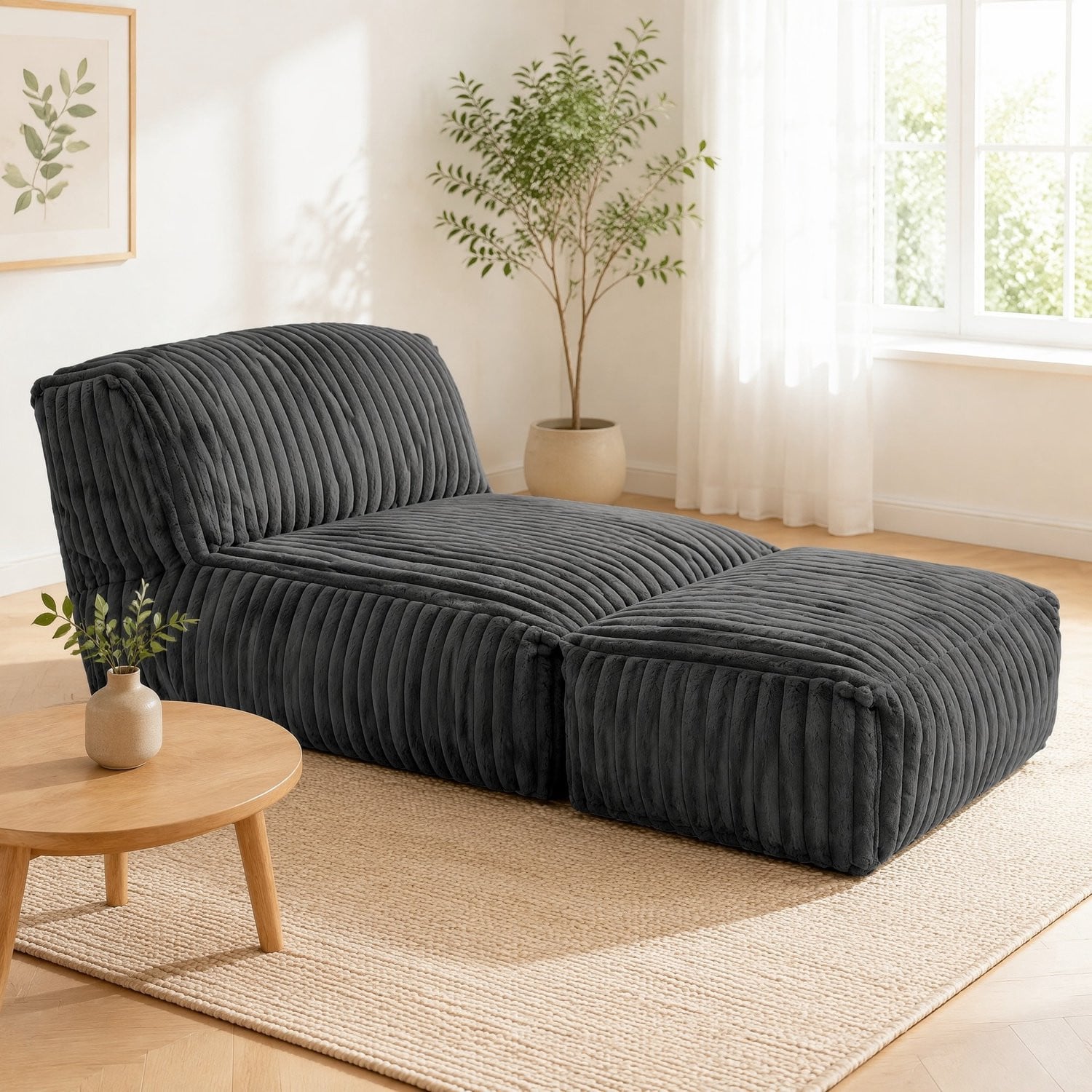 CHICFURN Modulaire Chaise longue - Donkergrijs