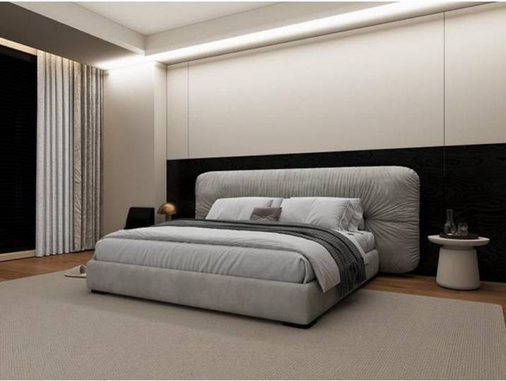 Xlmoebel Polsterbett Luxus Graues Polsterbett mit Gepolstertem Kopfteil von XLMOEBEL (Polsterbett, Luxus Graues Polsterbett), Made in Europa