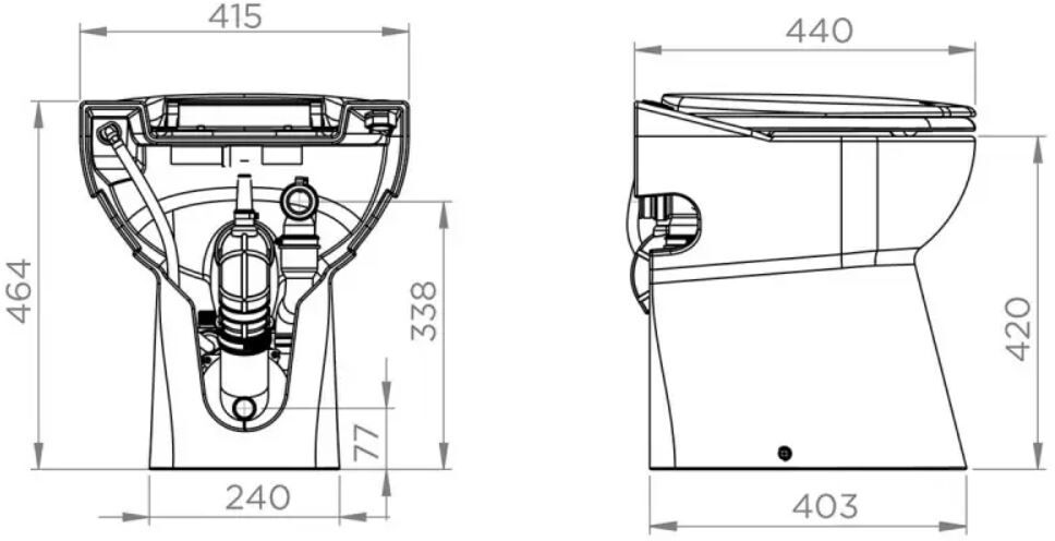 Cuvette WC à broyeur intégré SANICOMPACT 43 ECO + SFA C43STD