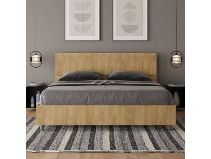 Lit double Demas en chêne - Domas - Tête inclinée - Confortable et élégant