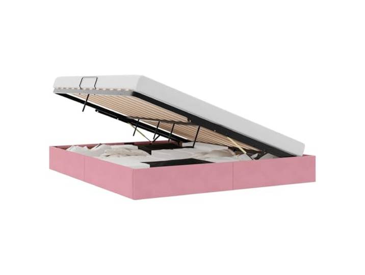 LKJephalotrop Ottoman Bettgestell mit Stauraum Rosa 180x200cm Samt Modernes Polsterbett fürs Schlafzimmer mit hydraulischem Lift, weichem Samtbezug und stabilem Metallrahmen.