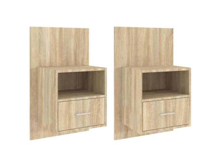 Tmriohed Wandnachttisch 2er Set Sonoma-Eiche Hängend mit Schublade Platzsparender Hängenachttisch fürs Schlafzimmer mit geräumiger Schublade aus pflegeleichtem Holzwerkstoff im 2er Set.