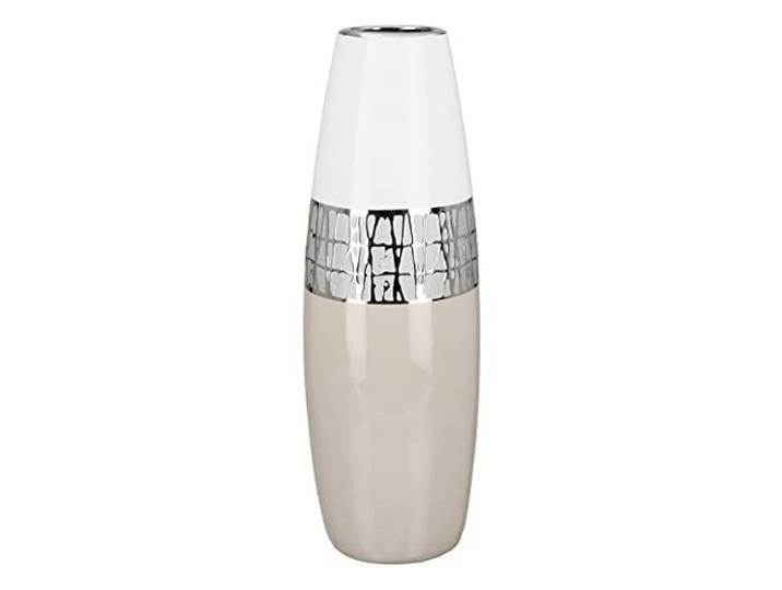 GILDE Vase décoratif pour Herbe de la Pampa – Vase Conique en céramique – Décoration de Salon Cadeau pour Femme Anniversaire Couleur : Blanc\, Argent\, Beige\, Hauteur 36 cm