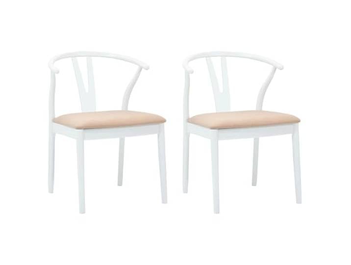 Coespram 2er Set Esszimmerstühle Weiß Braun Massivholz Gummiholz Stuhl Ergonomische Holzstühle im Vintage-Look mit weichem Sitzkissen, belastbar bis 160 kg für Esszimmer, Küche und Home Office.