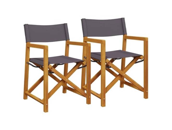 KUTYWEXFM Klappbare Regiestühle 2er Set Dunkelgrau Akazienholz Kompakte Faltsessel aus Akazien-Massivholz mit Polyester-Bezug. Ideal für Balkon, Terrasse und Campingausflüge.