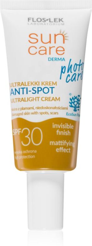 FlosLek Laboratorium Sun Care Derma Photo Care crème légère protectrice visage pour peaux à imperfections SPF 30 30 ml