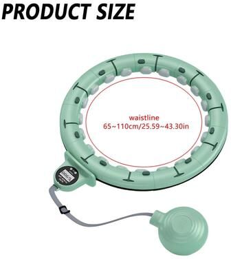 Inspire Select Smart Weighted Fitness Hula Hoop For Adults With Massage Nodes, Gravity Ball & Counter, Adjustable Waist Hoop For Weight green 25.59 43.31 In