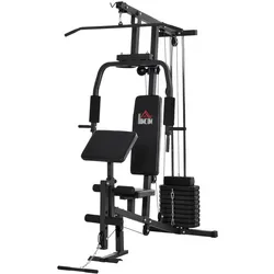 Gym Kraftstation Fitnessstation Multigym inkl. Gewichten Metall Schwarz