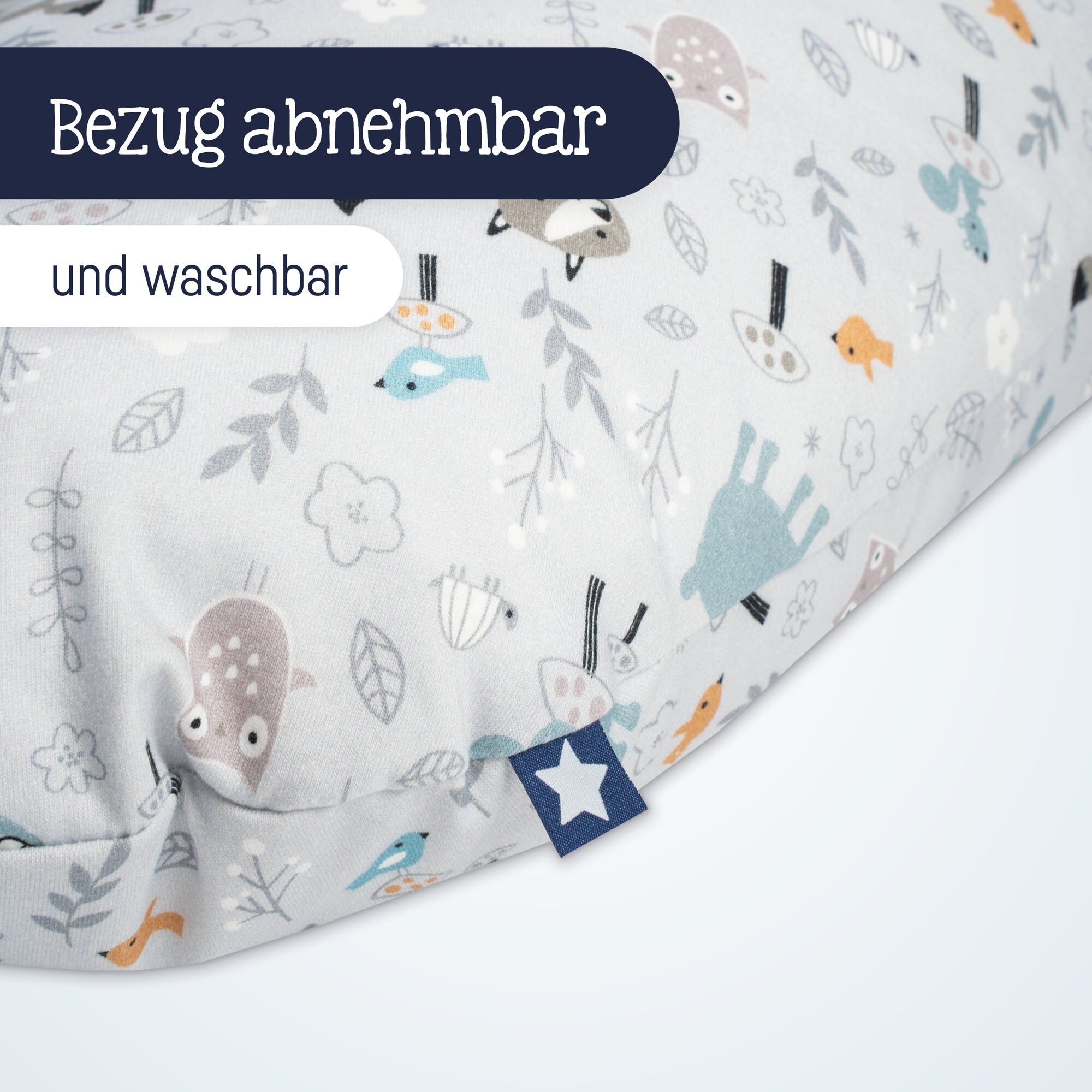 Stillkissen JULIUS ZÖLLNER "Smart Friends", grau, B:25cm H:15cm L:190cm, Baumwolle, Funktionskissen, Stillkissen