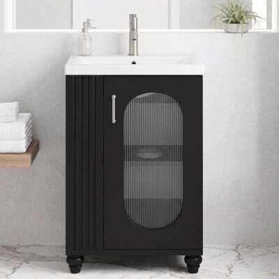 Staykiwi 20 in. Freestanding Bathroom Vanity with Glossy White Ceramic Top