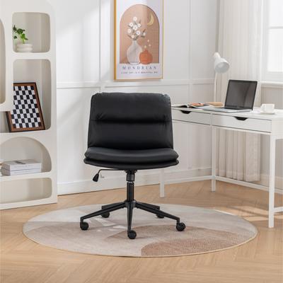 GREATPLANINC Bedroom Swivel Chair Office Chair Desk Chair with Wheels and Adjustable Height Computer Chair Vanity Chair,Black