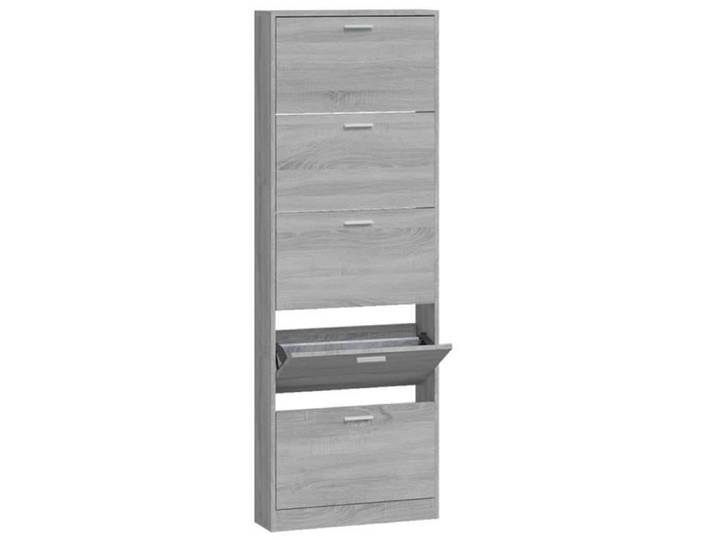 Armoire à chaussures - CHG - Sonoma gris - 5 tiroirs - Bois d'ingénierie - 59x17x169 cm