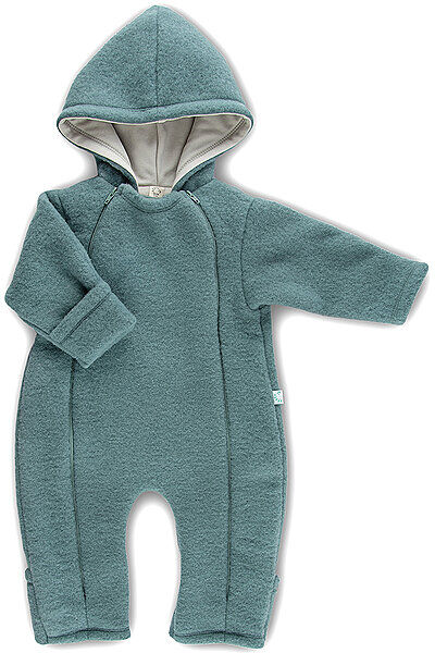 POPOLINI Baby Wollfleece Overall dunkelgrün   74-80 74-80
