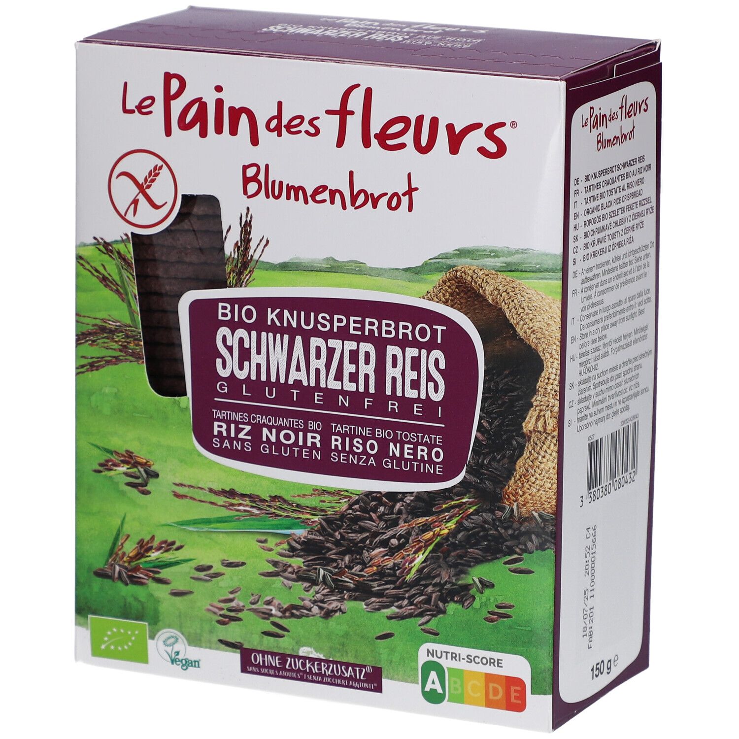 Blumenbrot Knusprige Schnitten Schwarz Reis 150 g Futter