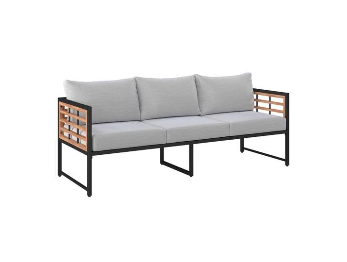 Ambia Garden Loungesofa, Natur, Schwarz, Holz, Metall, Akazie, vollmassiv, 185x67.5x63.5 cm, Loungemöbel, Outdoorsofas