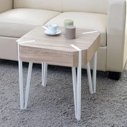 Couchtisch Genk H574, Beistelltisch, 52x50x50cm ~ Eiche, helle Metall-Füße