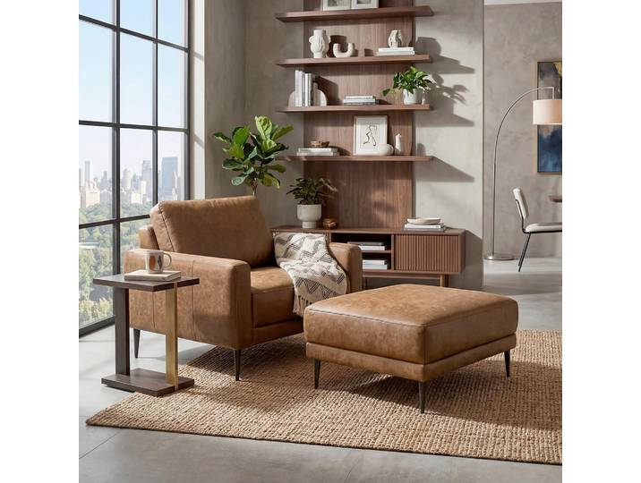 Livetastic Hocker Spring, Cognac, Metall, Echtleder, Rindleder, rechteckig, 96x45x80 cm, Wohnzimmer, Hocker, Sitzhocker