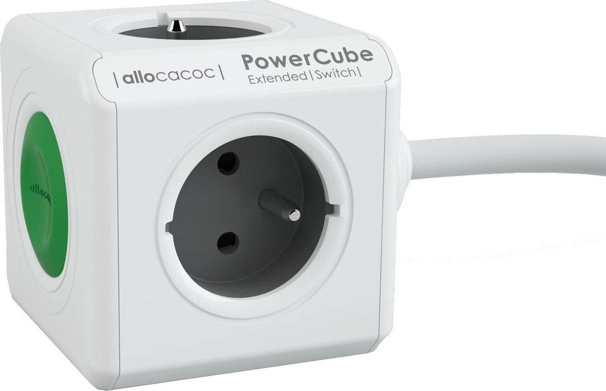 DesignNest PowerCube Extended schakelaar met 5 stopcontacten - Wit