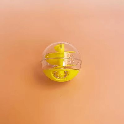 Inspire Curations CleverRoll Interactive Slow Feeder Puzzle Ball For Indoor Cats yellow