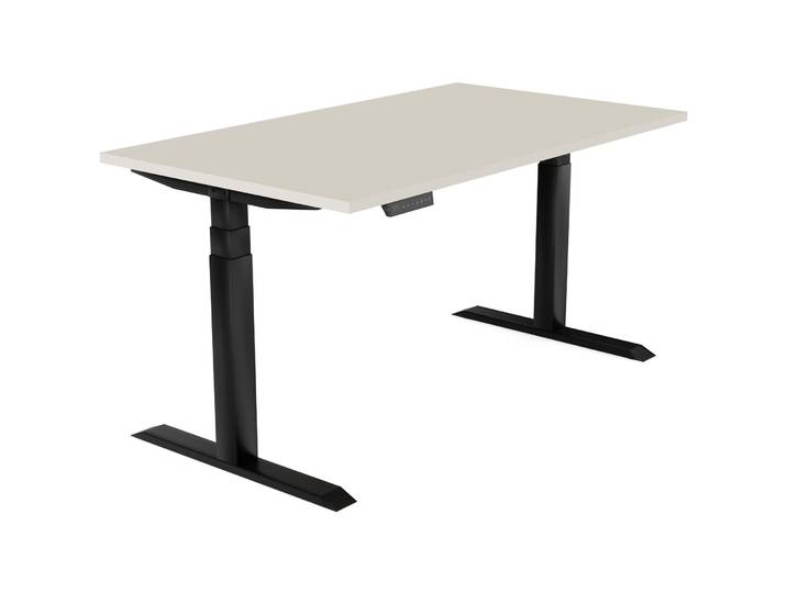 Schreibtisch Setup Creme Höhenverstellbar B 140 T 80 cm - Material: Holzwerkstoff - Möbel Konfigurator: Traummöbel individuell zusammenstellen -