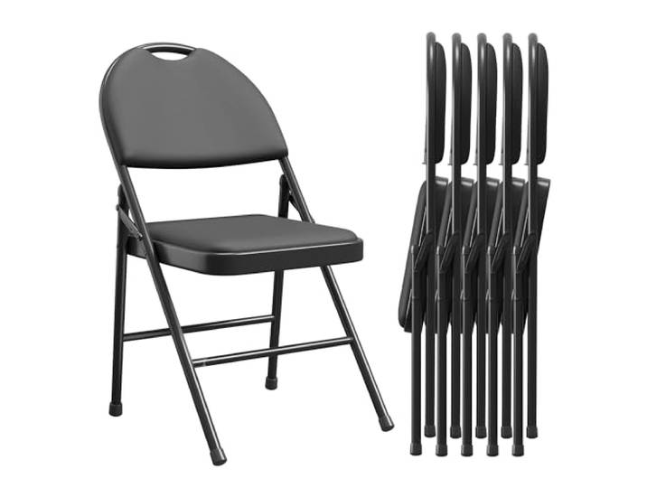 WEJIUAFB 6er‑Set Gepolsterter Klappstuhl, Metallrahmen, PU‑Leder Bezug Abwischbare Oberfläche, bodenschonende Gummifüße, stabile Dreiecksstruktur, platzsparend faltbar für Zuhause, Büro und Events