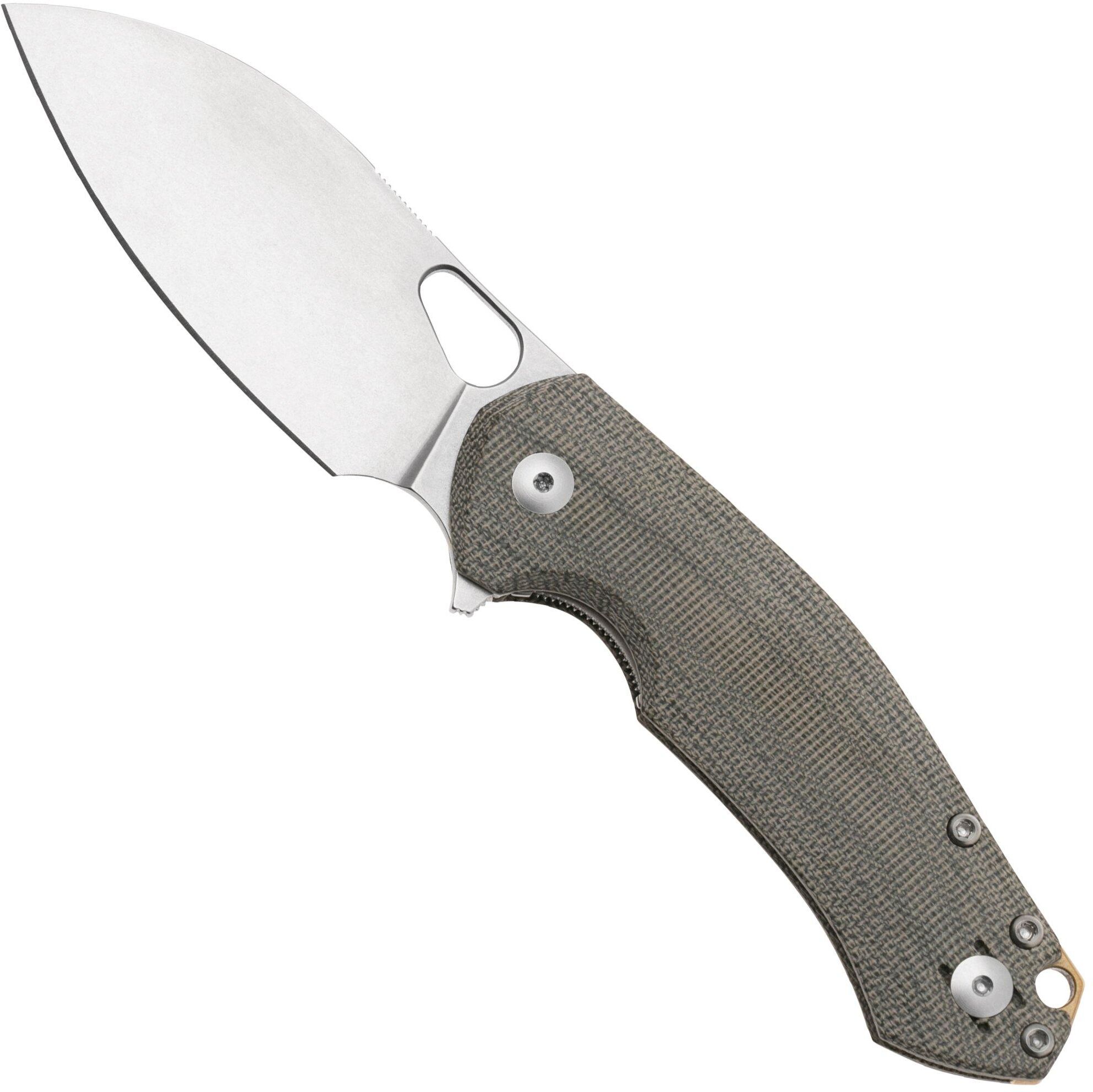 GiantMouse ACE Biblio XL Elmax, Green Canvas Micarta, coltello da tasca, Ansø en Voxnaes design