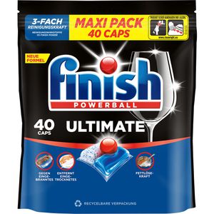 finish Spülmaschinentabs Calgonit Powerball Ultimate, All-in-1, entfernt 48h Eingetrocknetes, strahlender Glanz, 40 Tabs