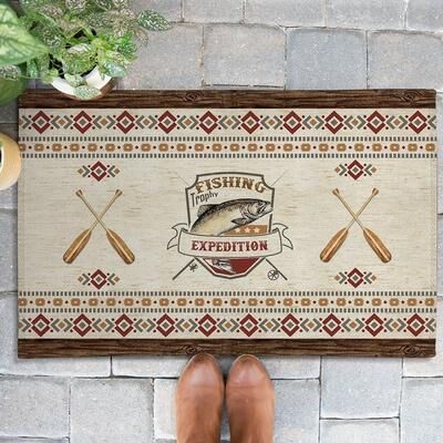 Laural Home Fishing Expedition Outdoor Door Mat