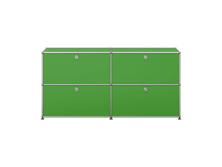 USM Haller TV-Schrank 2-fach breit 4 Klapptüren grün ohne Schloss 153x74x38 cm