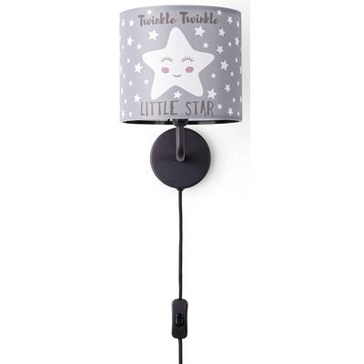PACO HOME Wandleuchte "Aleyna 105", schwarz (grau), 1, Ø 18cm H: 26,5cm, Leuchten, Kinderlampe Babyzimmer Kinderzimmer Ø 18cm Mond Kabel 3m E14, Wandleuchte