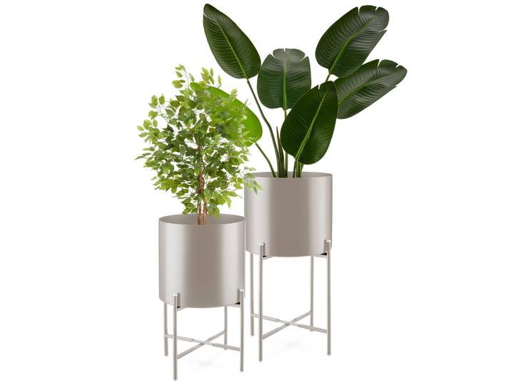 Support de plantes MINE en acier revêtu par poudre - taupe