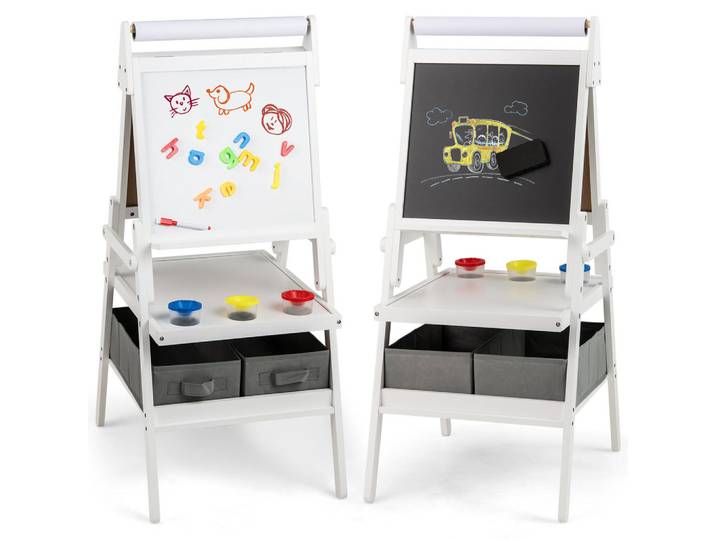 Costway Kinderstaffelei Weiß, 54x101.5x46 cm, Dekoration, Malbedarf & Bastelbedarf