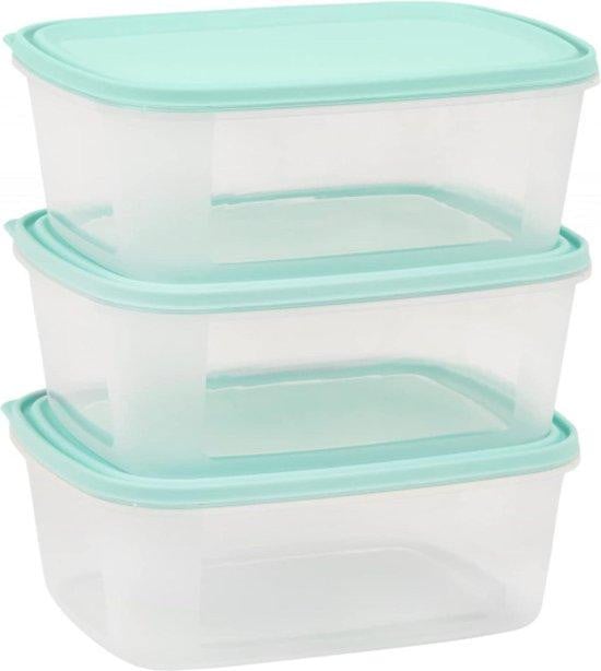 Set van 3 transparante, stapelbare en luchtdichte voedselcontainers van 2 liter, BPA-vrij en lekvrij