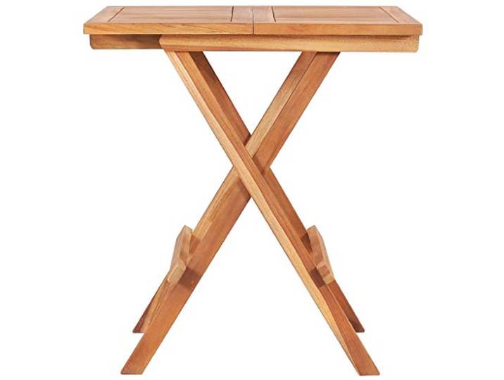 POUFGDR Bistrotisch, faltbar, Teak, 60 x 60 x 65 cm Wetterfestes Hartholz, glatte geschliffene Oberfläche, für den Innen- und Außenbereich, platzsparendes Zusammenklappen
