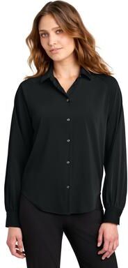 Mercer+Mettle MM2017 Women's Long Sleeve Buttery Soft Blouse in Deep Black size XL   97% polyester, 3% spandex
