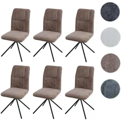 6er-Set Esszimmerstuhl HWC-N99, Küchenstuhl, drehbar Auto-Return, Stoff/Textil Chenille (340g/m2) ~ hellbraun