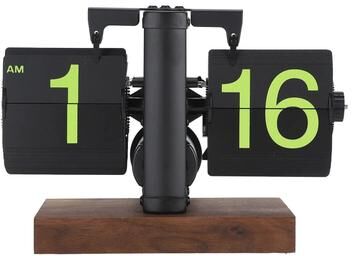 Uplift Picks Retro 12 Hour Automatic Flip Clock With Large Numbers And Wood Base c