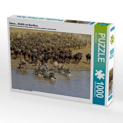 CALVENDO Puzzle Zebras....Wildlife am Marafluss | 1000 Teile Lege-Größe 64x48cm Foto-Puzzle für glückliche Stunden