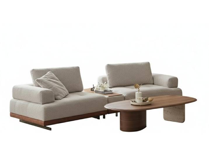 JVmoebel Sofa Wohnzimmer-Set Moderner Stil Stoffbezug Beige Farbe Weiches Sofa, 2 Teile