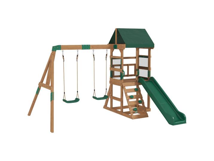 Aiyaplay Schaukelgestell Holz Kunststoff Grün, teilmassiv, 284x233x315 cm, unisex, Freizeit & Co, Gartenspielzeug