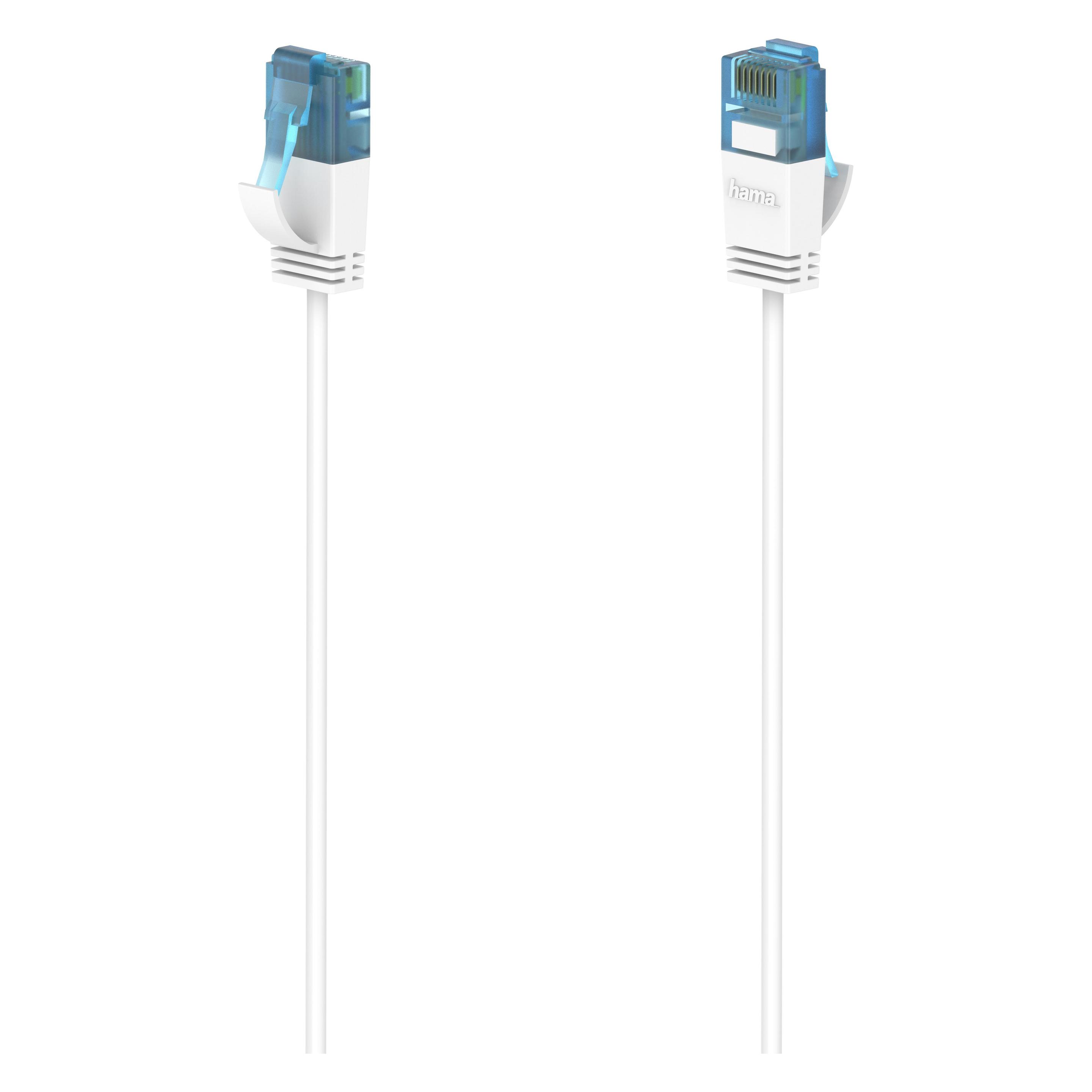 Hama Kabelnetzwerk CAT6a Slim U/UTP 0,25 m Weiss (U/UTP, CAT6a, 0.25 m) (00200789)
