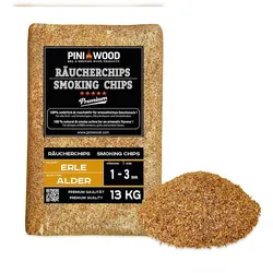 PINI 13 kg Räucherchips Erle ohne Rinde 1-3 mm Smoking Chips Räucherspäne
