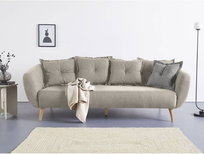 3-Sitzer HOME AFFAIRE Baggio modern und romantisches Design, bequem , grau (taupe), B:236cm H:80cm T:103cm, Sofas, 3-Sitzer, Zierkissen inklusive