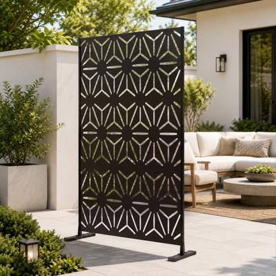 "Kozyard 74"" H x 47.2"" W Metal Privacy Screen Decorative Outdoor Divider Freestanding Screen"