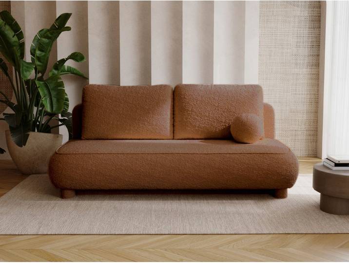 Compleo Schlafsofa Sofa ohne Armlehnen, moderne runde Form, Moderne Couch, Viele Farben zur Auswahl, Breite: 209 cm