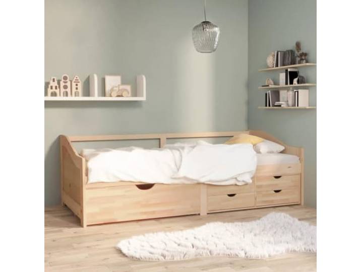 RJPLMFV Ruhebett für 3 Personen, ohne Matratze, Kiefernholz, massiv, 90 x Multifunktionales Schlafsofa, 5 Schubladen, Rahmen mit Lamellen