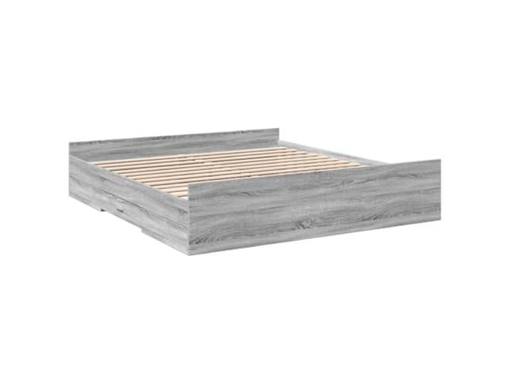 KTHLBRH Bettgestell 200 x 200 cm Grau Sonoma mit 2 Schubladen Bettgestell aus Holz, Lattenrost aus Sperrholz, stabile und stabile Struktur, integrierte Lagerung
